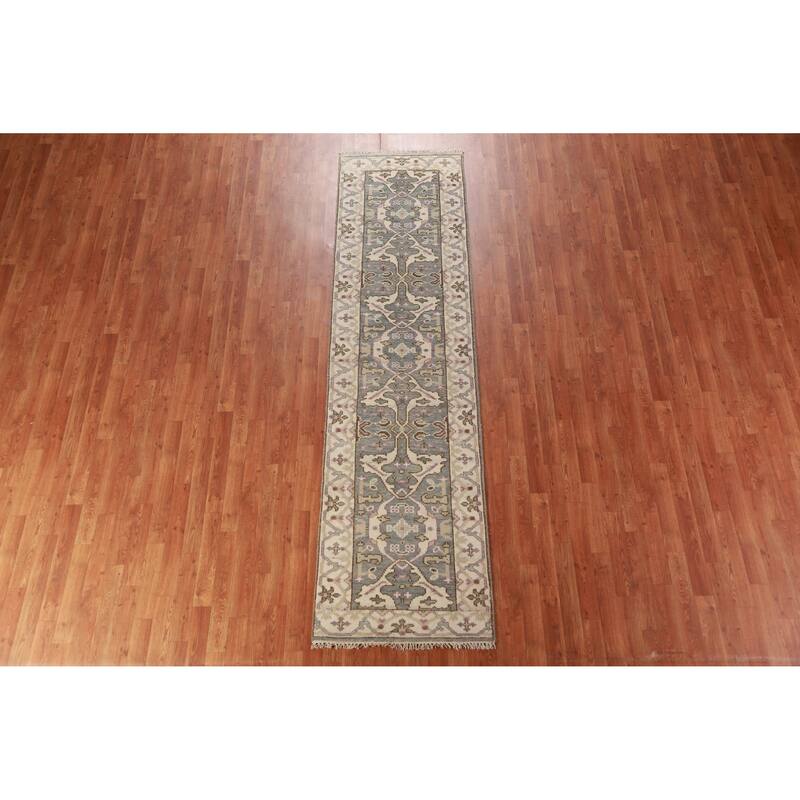 Oushak Oriental Runner Rug Hand-Knotted Wool Carpet - 2'7" x 9'10"