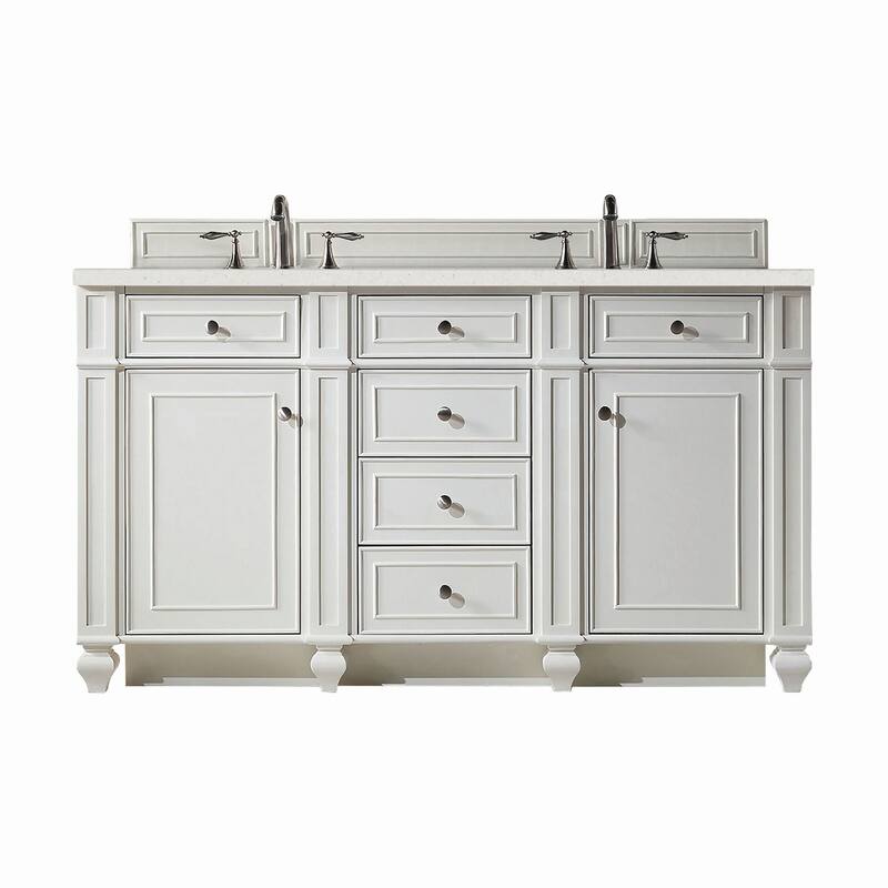 James Martin Vanities 157-V60D-3LDL Bristol 60" Double Basin Walnut - Bright White - Painted