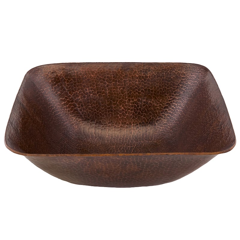 14-in Square Vessel Hammered Copper Sink (VSQ14BDB)