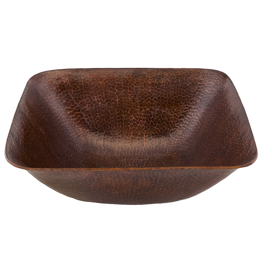 14-in Square Vessel Hammered Copper Sink (VSQ14BDB)