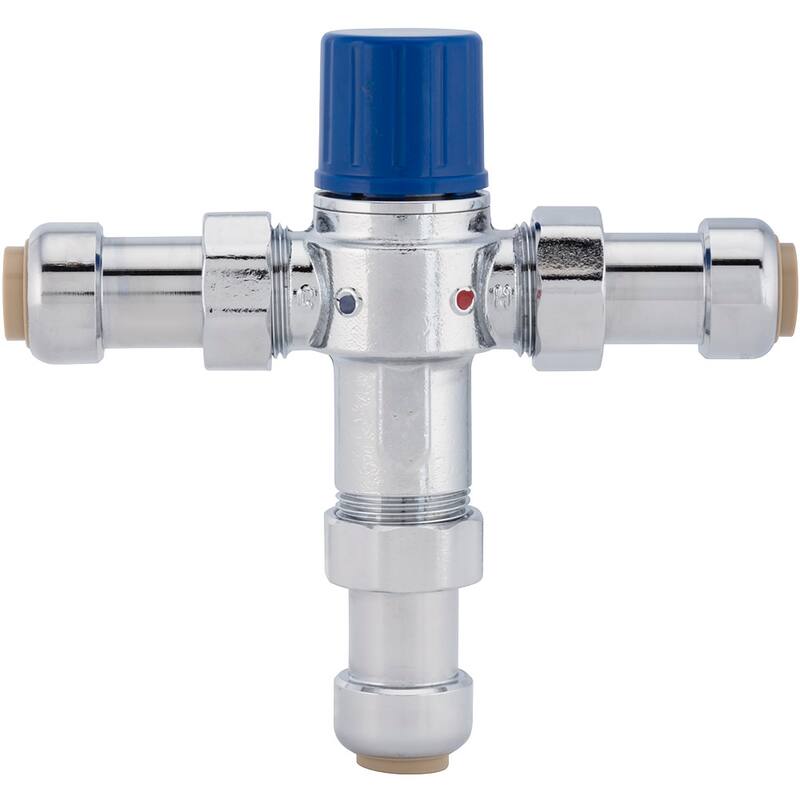 Jones Stephens 1/2" PlumBite Push On Thermostatic Mixing Valve - Rough Brass