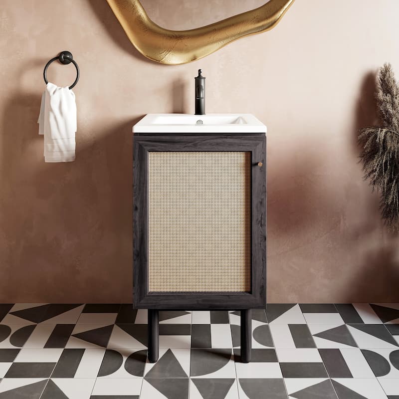 Classe Bathroom Vanity in Oak - 18 - Black