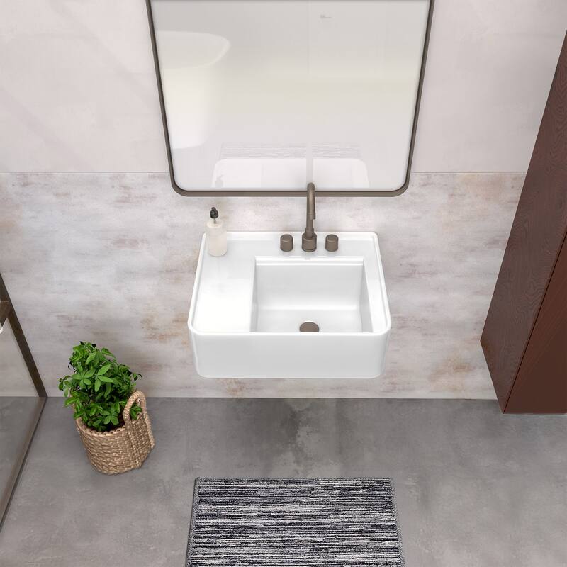 Whitehaus B-RA55-3H 21-5/8" Rectangular Vitreous China Wall Mounted