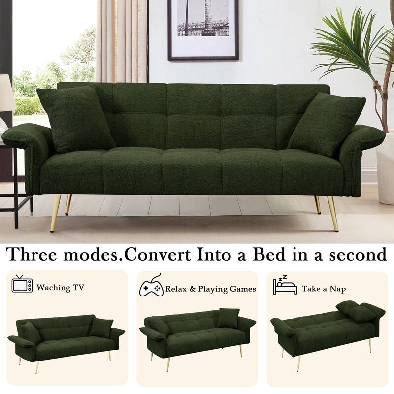 70 "Teddy Velvet Sofa Bed With Adjustable Armrests