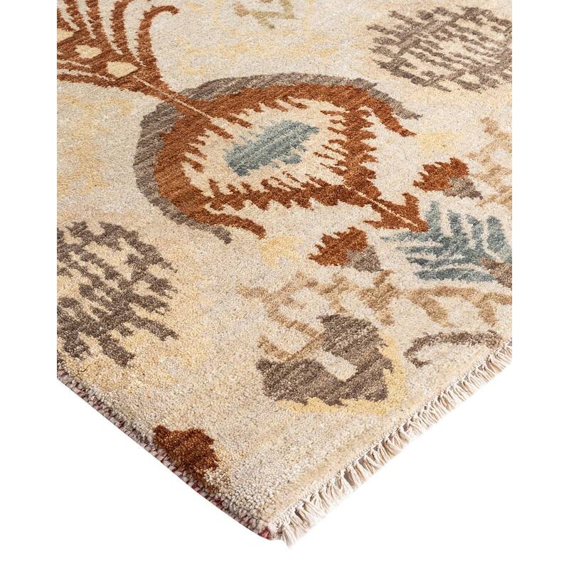 Ikat One-of-a-Kind Hand-Knotted Area Rug - Ivory, 9' 3" x 12' 4" - 9' 3" x 12' 4"