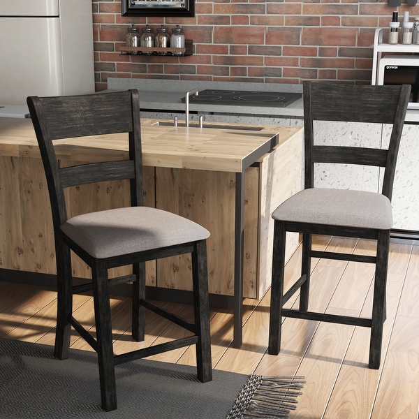 Caza Rustic Black Counter Height Chairs Set of 2 by Furniture of