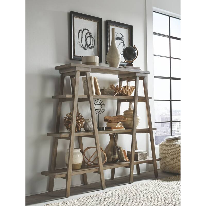 Magnussen Home Lancaster Dovetail Grey Bookshelf - 72''W x 15''D x 60''H - Wood Finish - Dovetail Grey