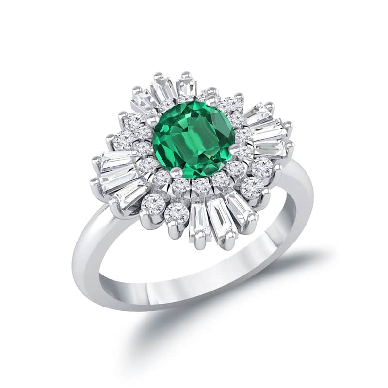 Auriya 1ct Emerald and Diamond Ballerina Engagement Ring 3/4ctw 14k Gold
