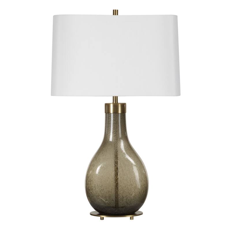 Seeded Teardrop Glass Table Lamp with Oval Drum Shade - 29.25" - Bronze