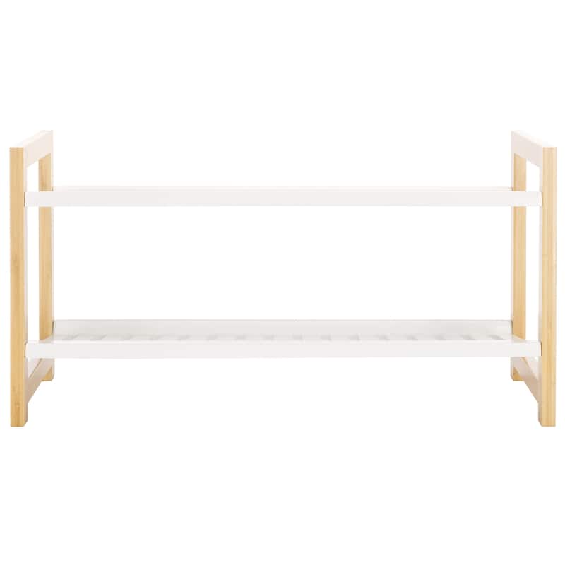 SAFAVIEH Gudmundina Storage Shoe Rack - 27.6 In W x 10.2 In. D x 14.2 In. H - 28Wx10Dx14H
