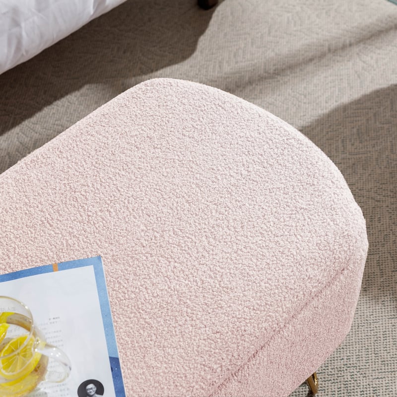 Oval Storage Ottoman Bench with Gold Legs by GDFStudio - 39.37"L x15.75"W x 15.50"H