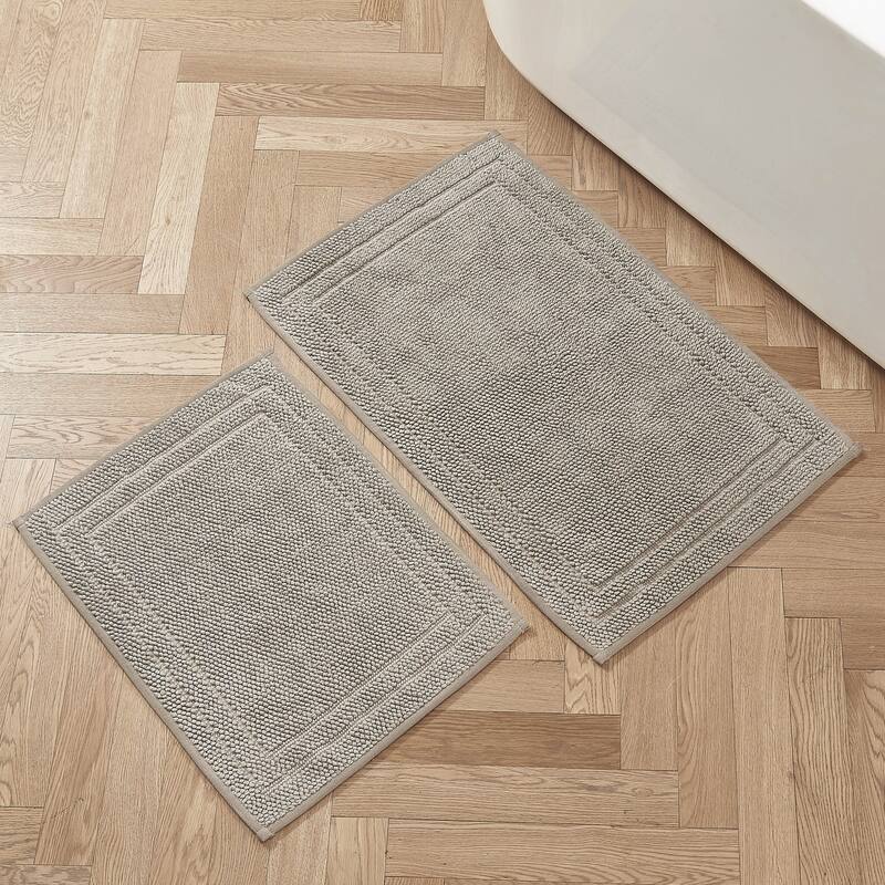 Hunter Luxe Looped Cotton Bathmats - 17"x24"/20"x32" - Island Fossil Brown