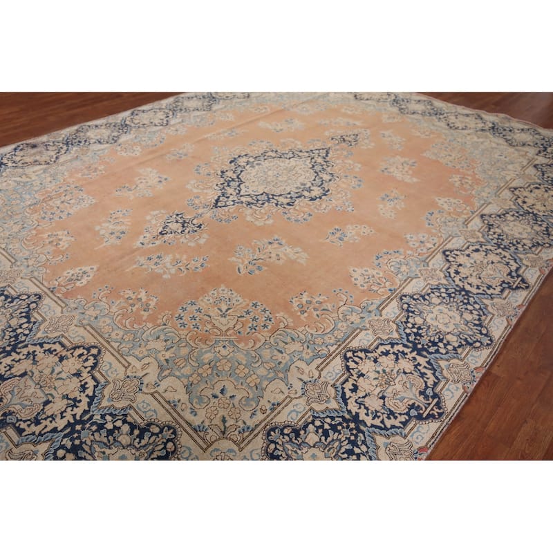 Vintage Distressed Kerman Persian Vintage Rug Handmade Wool Carpet - 9'8"x 12'6"