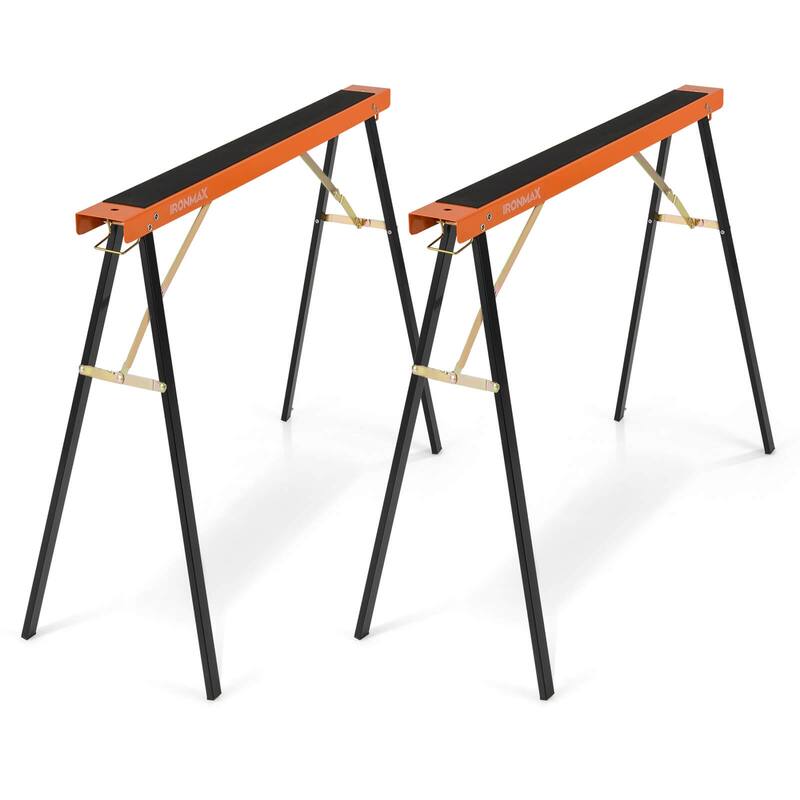 Ironmax 2-Pack Folding Sawhorses with Pre-Drilled Holes & Non-slip - See Details