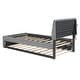 preview thumbnail 38 of 80, Teddy Fleece Platform Bed with Trundle, Vertical Striped Headboard and Smarter LED Bed Frame, Upholstered Frame Bed