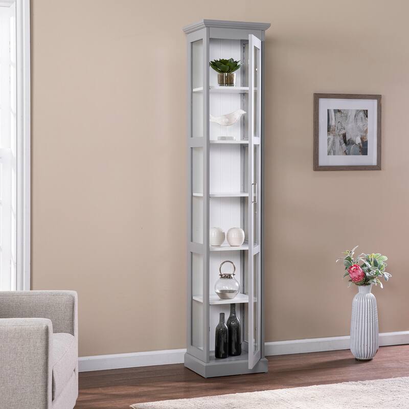 SEI Furniture Balcom Transitional Gray Wood Curio