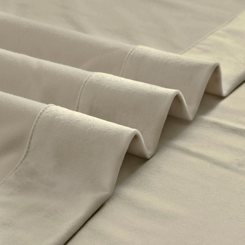 Exclusive Fabrics Basic Deluxe Velvet Curtains Pair - 2 Panels - Grommet Room Darkening Curtains