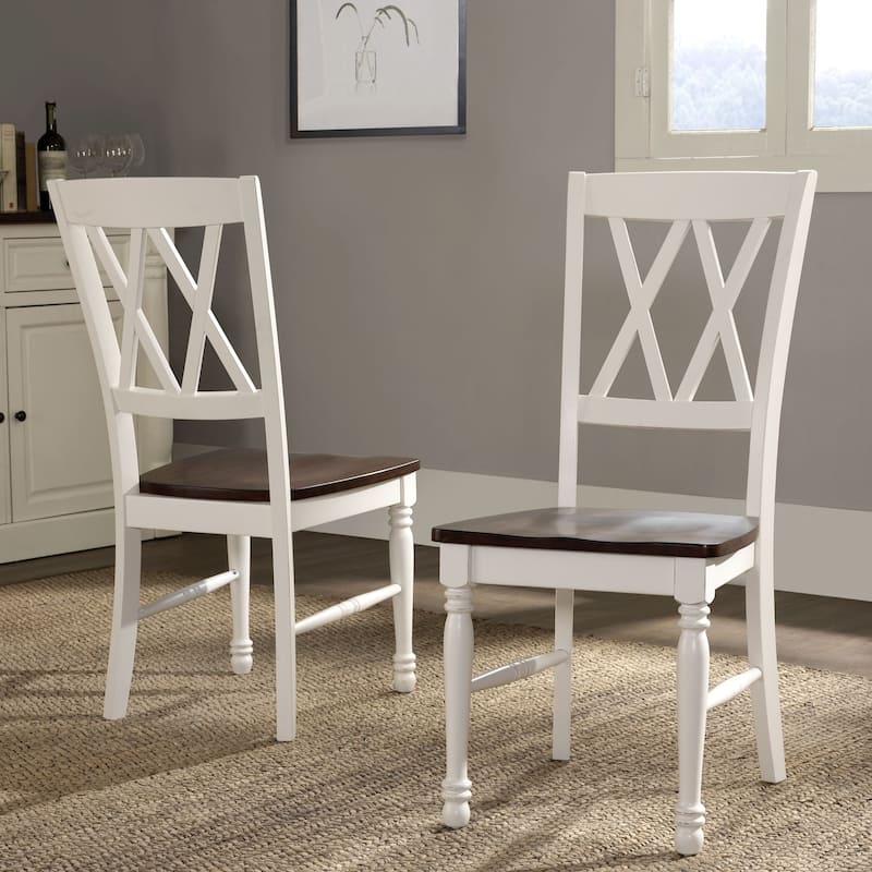 Crosley Shelby Cherry/Antique White Wood Dining Chair (Set of 2) - 17.75 "W x 23.5 "D x 39 "H