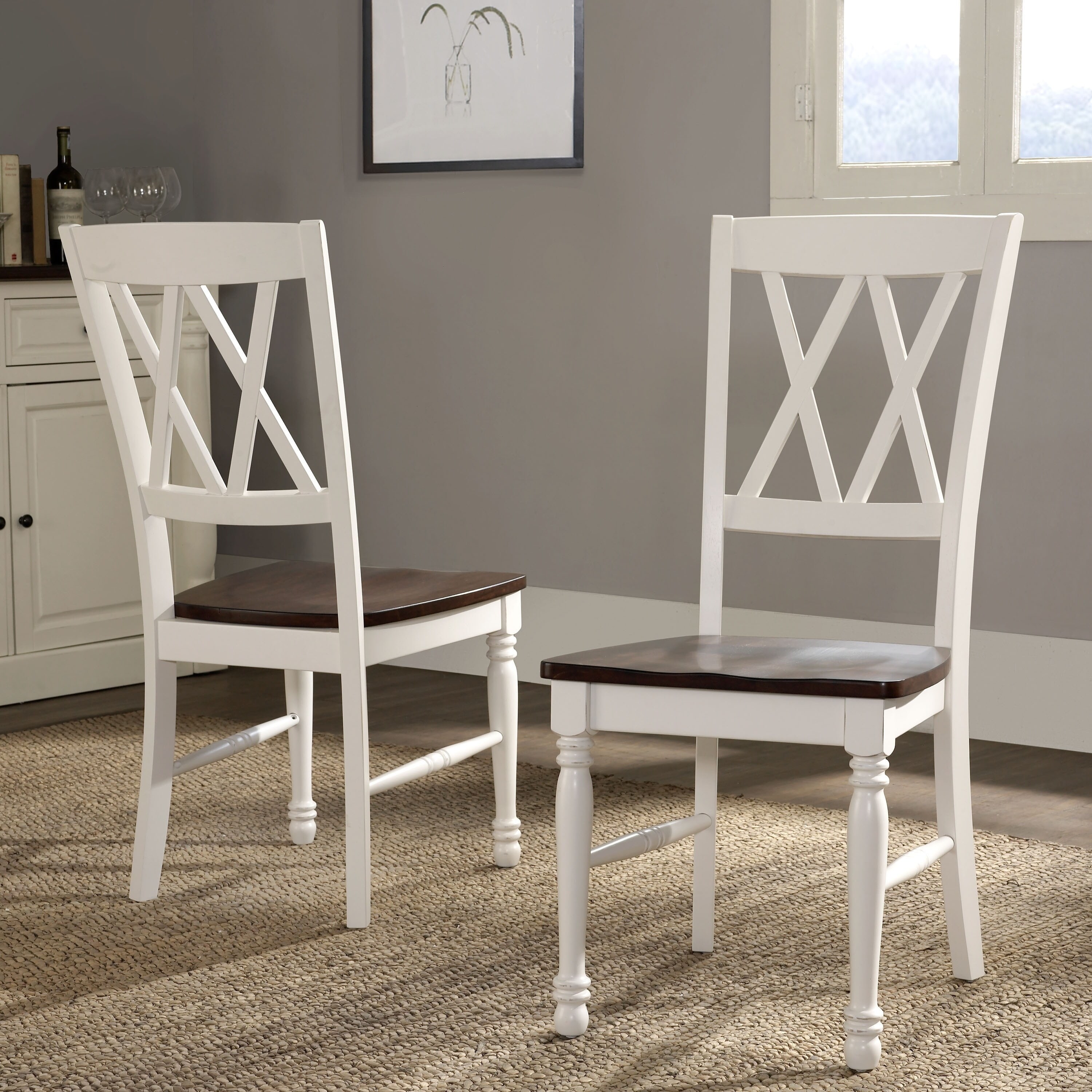 Crosley Shelby Cherry/Antique White Wood Dining Chair (Set of 2