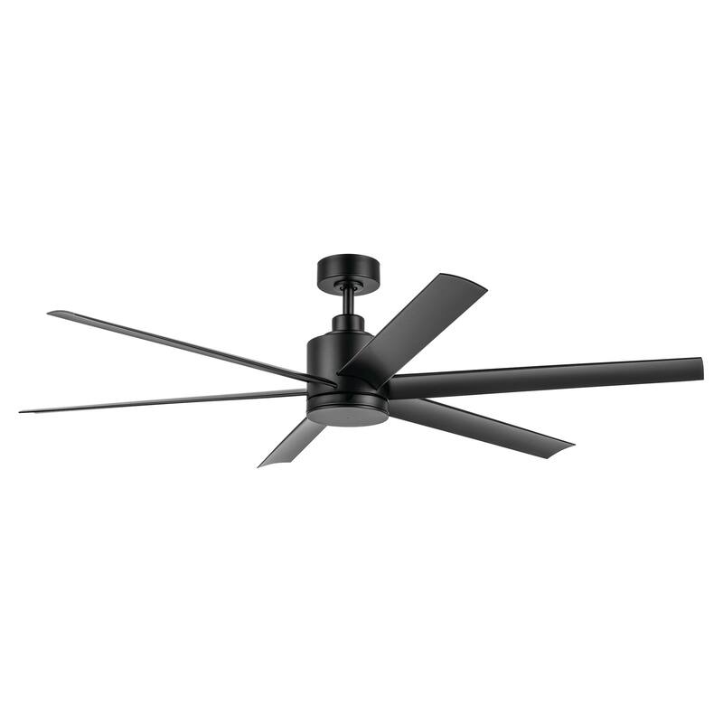 Kichler Lighting Loa 65 Inch Ceiling Fan with Satin Etch Cased Opal Glass in Satin Black with Black Blades