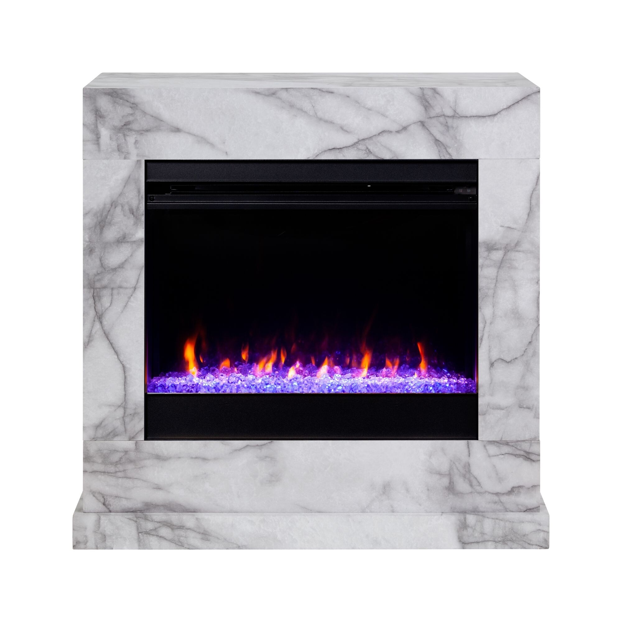 Southern Enterprises 32.5 inch White and Gray Contemporary Style Electric Fireplace