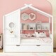 preview thumbnail 9 of 9, Wooden Twin Size House Bed With Trundle, Modern Design for Kids with Storage Shelf