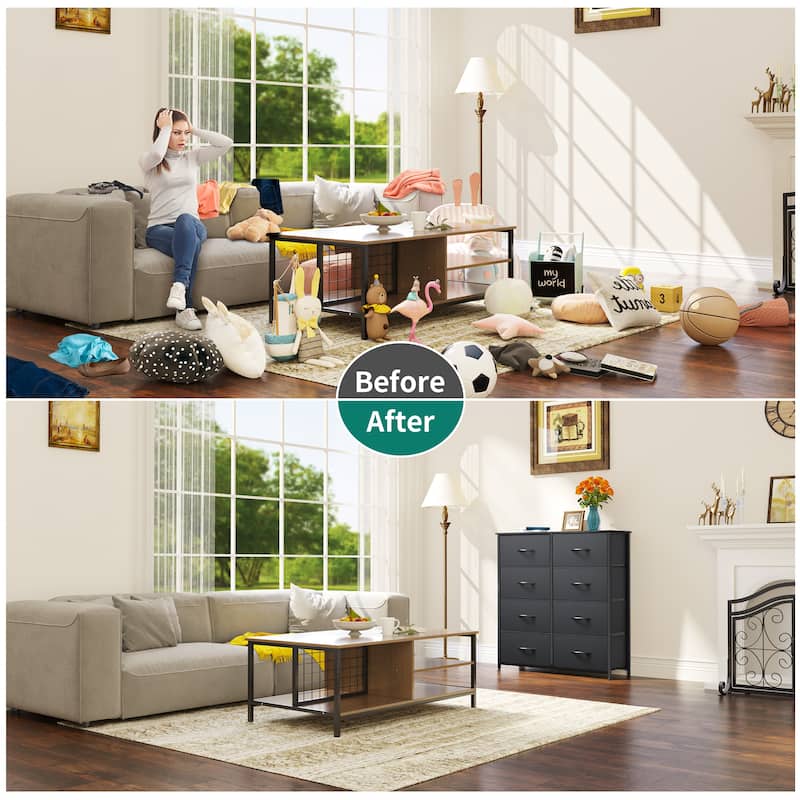 Modern Wide Dresser Storage Tower with 8 Drawers
