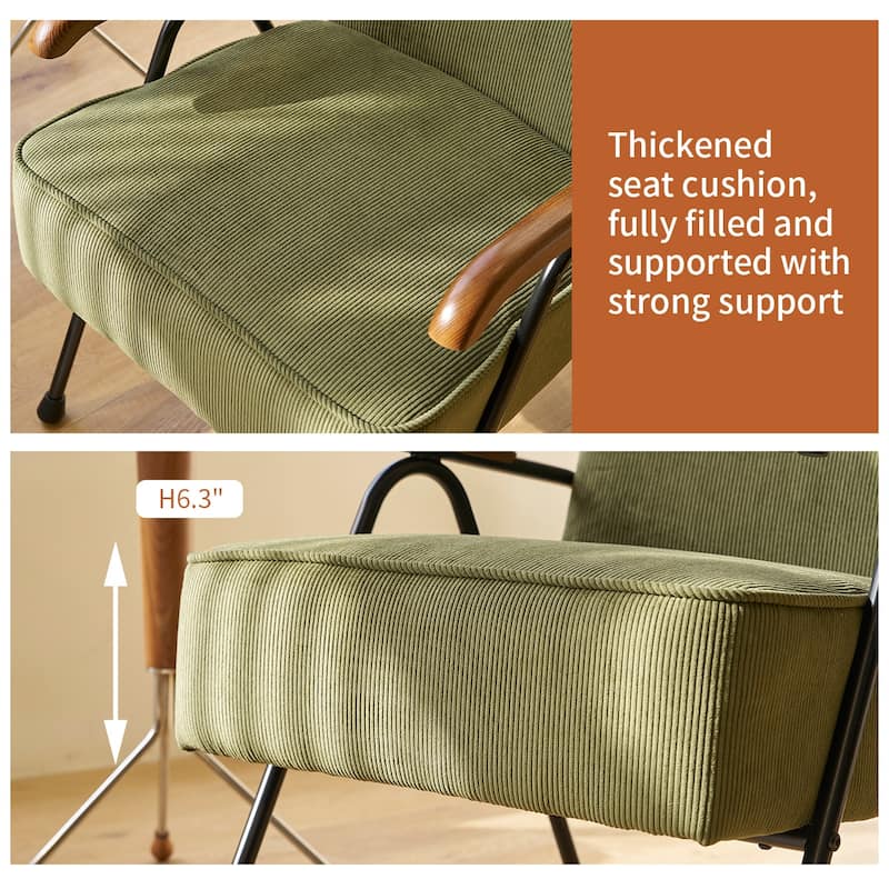 Green Modern 20" High Back Upholstered Accent Chair with Metal Legs and Soft Padded