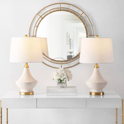 SAFAVIEH Lighting Makvala 25-inch Glass LED Table Lamp (Set of 2) - 14" W x 14" L x 24.5" H - 14Wx14Dx25H