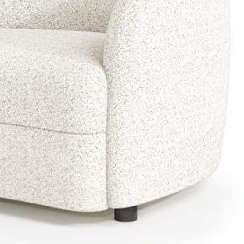 Srey Accent Chair, Plush White Boucle, Tuxedo Style Curved Backrest