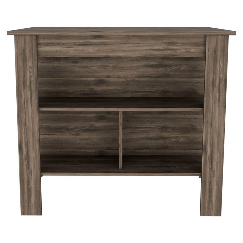 DEPOT E-SHOP Delos Kitchen Island, Four Legs, Three Shelves, Dark Brown - Brown