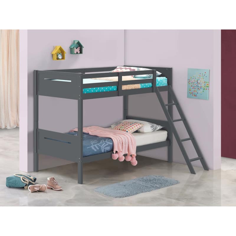 Littleton Transitional Wood Bunk Bed with Slatted Mattress