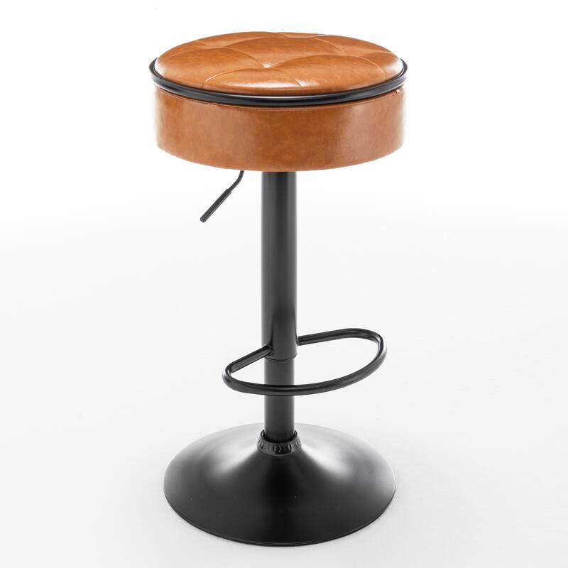 (Set of 2) Height Adjustable Barstool, 360°Counter Height Swivel Stool, with Metal Frame for Kitchen Counter Dining Living Room