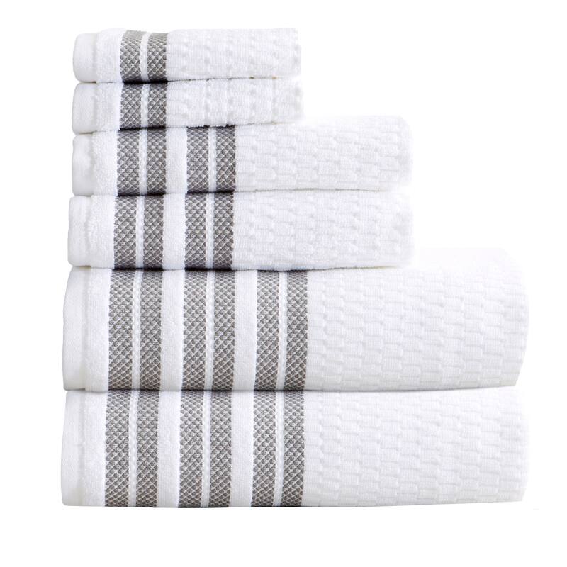 Luxurious Cotton Textured & Detailed Stripes Towel Set