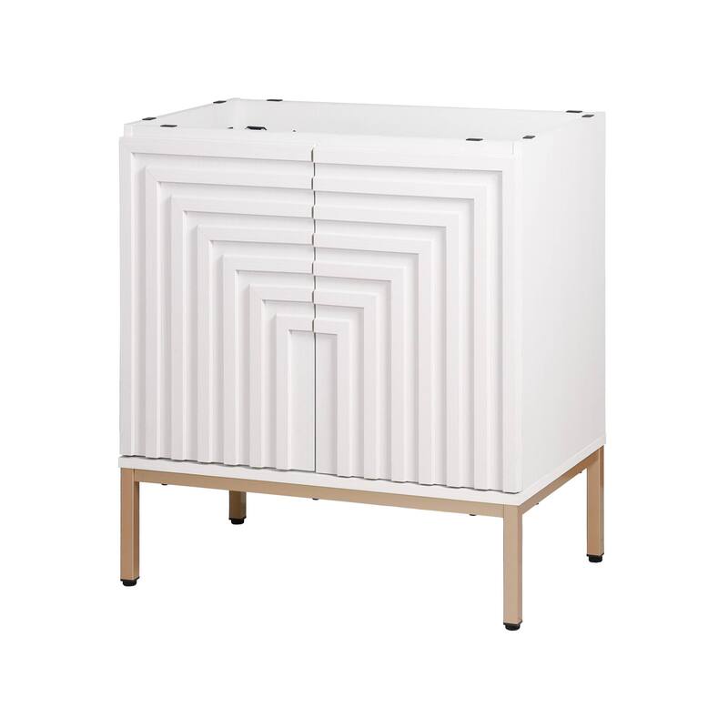 Rowan Geometric Modern Transitional 2-Shelf Bath Vanity Cabinet Only (Sink Basin Not Included), By JONATHAN Y