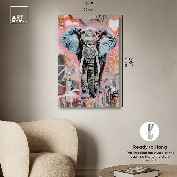Graffiti Hearts Elephant Canvas Graffiti Pop Art by Art Remedy