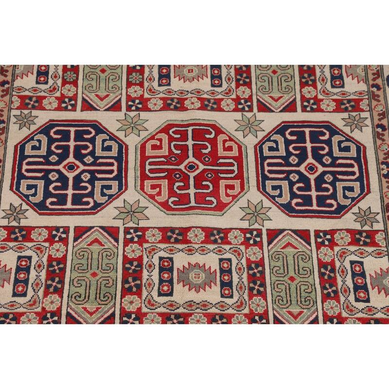 Geometric Kazak Oriental Area Rug Handmade Dining Room Wool Carpet - 6'6" x 10'0"