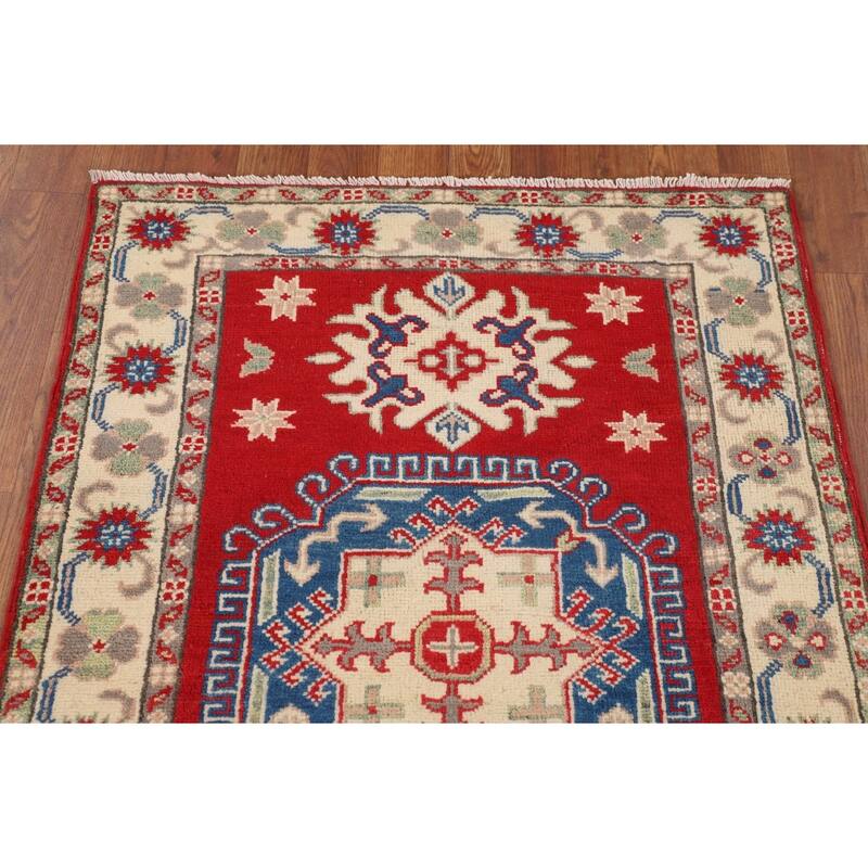 Traditional Red Kazak Foyer Rug Handmade Wool Carpet - 2'8" x 3'10"