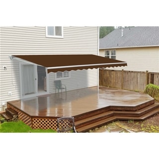 ALEKO Retractable 6.5 x 5 ft Deck Sunshade Patio Awning Brown - Bed ...