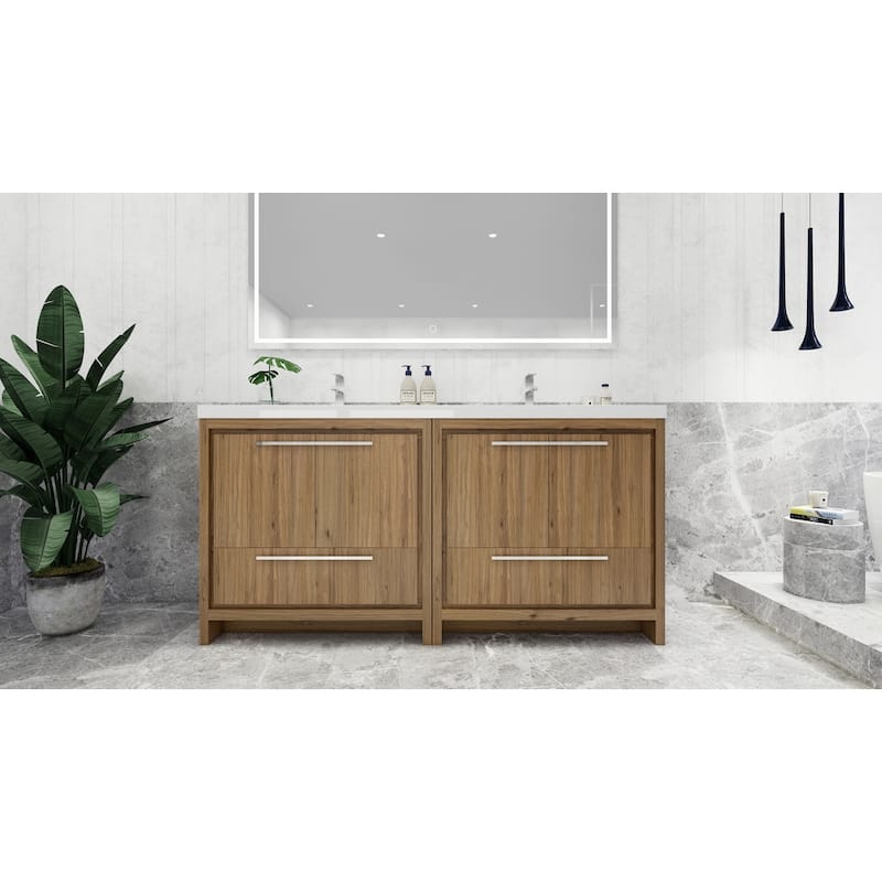 Dolce 72 Freestanding Bath Vanity with Dual Basin Reinforced Acrylic Top