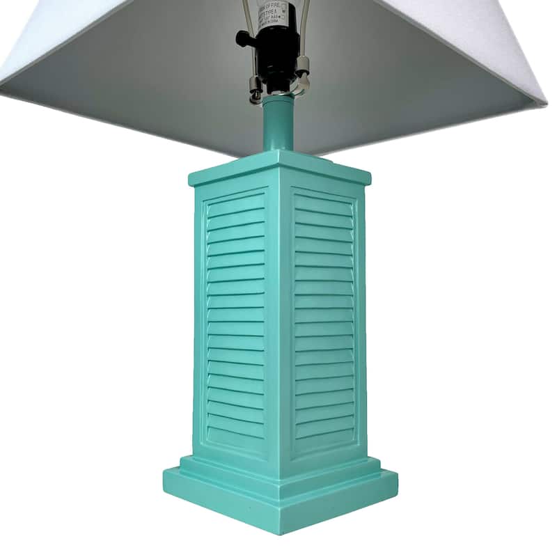 Seafoam Green Shutter Table Lamp 24In Glossy Base 120V 60W Coastal Decor - 24.25 X 13 X 13 inches