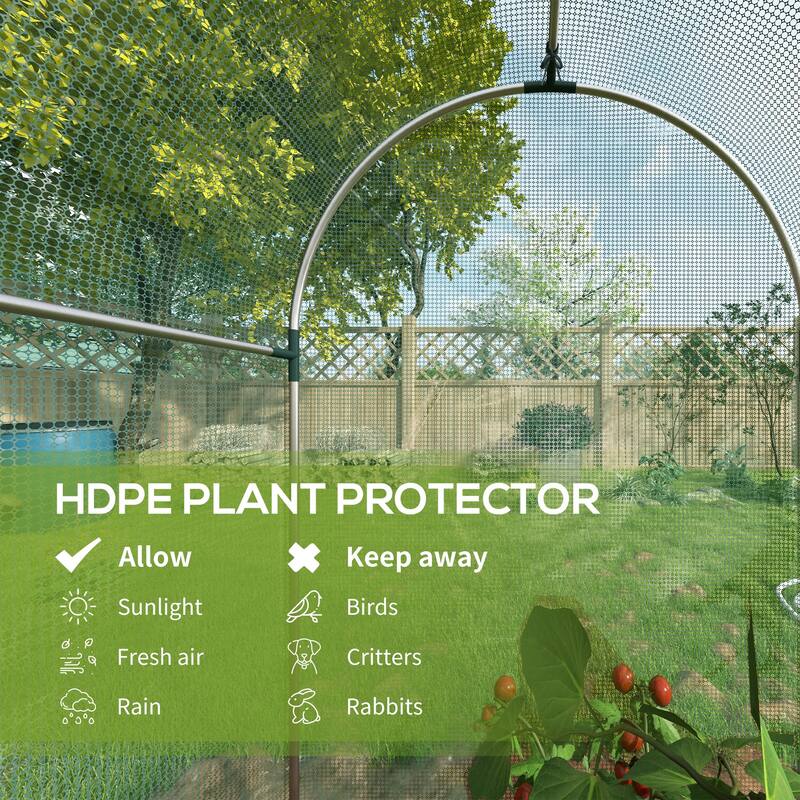 Outsunny 4' x 4' Crop Cage, Plant Protection Tent with Zippered Door and Galvanized Steel Frame, Fruit Cage Netting Cover