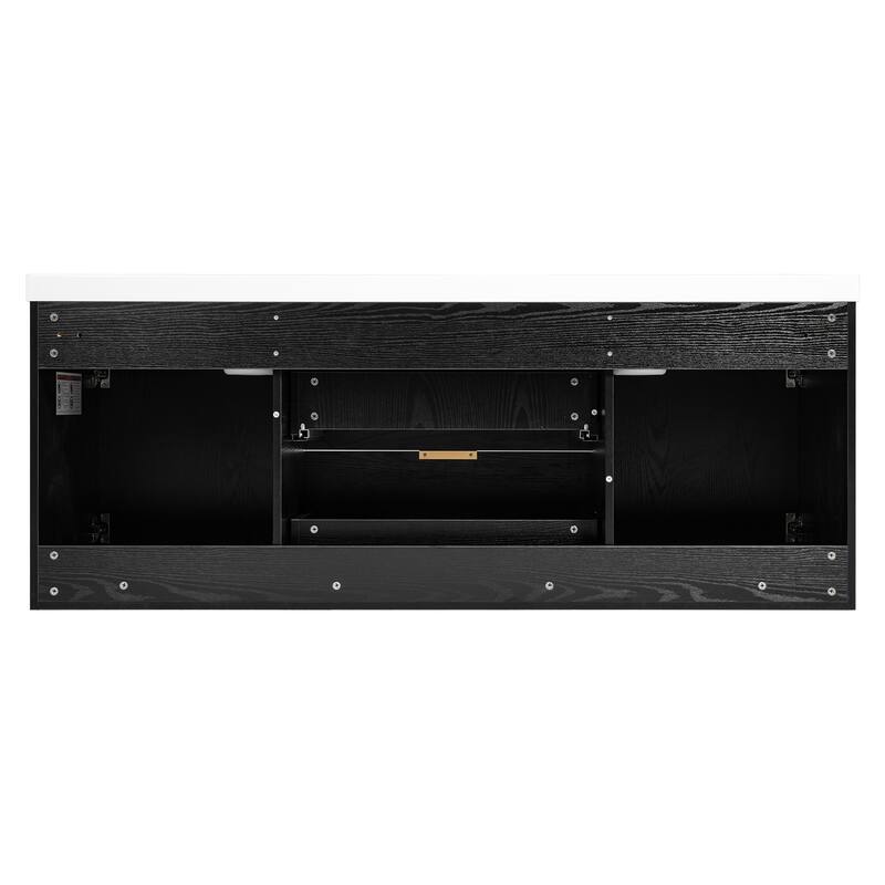 59.3 Inch Floating Double Sink Bathroom Vanity with SMC Resin Top, Wall Mounted Storage Cabinet for Large Bathrooms