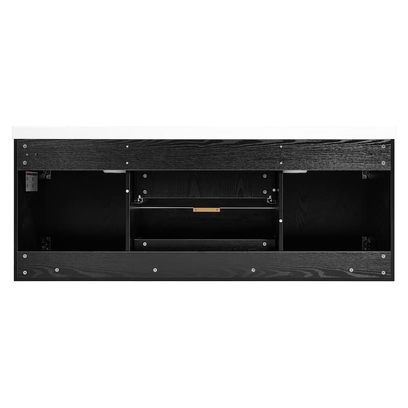 GDFStudio - Mercer Transitional Wall Mounted Bathroom Vanity Cabinet with Double SMC Sink, Soft Close Doors & Drawers