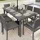 preview thumbnail 17 of 21, 71" Outdoor Rattan Wicker Patio Table with Engineered Wood Top - 39"W x 71"D x 30"H