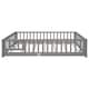 Twin/Full/Queen size Floor Platform Bed with Fence and Door for Kids, Toddlers