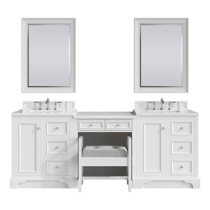 James Martin Vanities 825-V30GP-AB-EJP De Soto 90" Double Basin Birch - Bright White - Painted