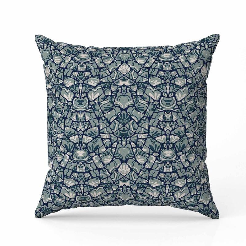Wildflower Lagoon Faux Suede Reversible Throw Pillow Grayish and Cyan