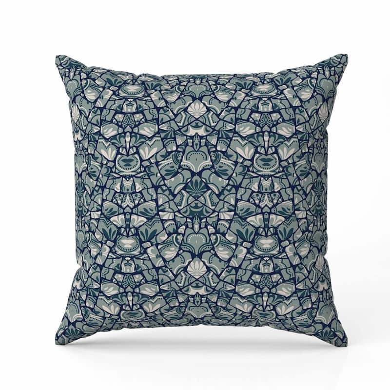 Wildflower Lagoon Indoor/Outdoor Reversible Throw Pillow Grayish and Cyan