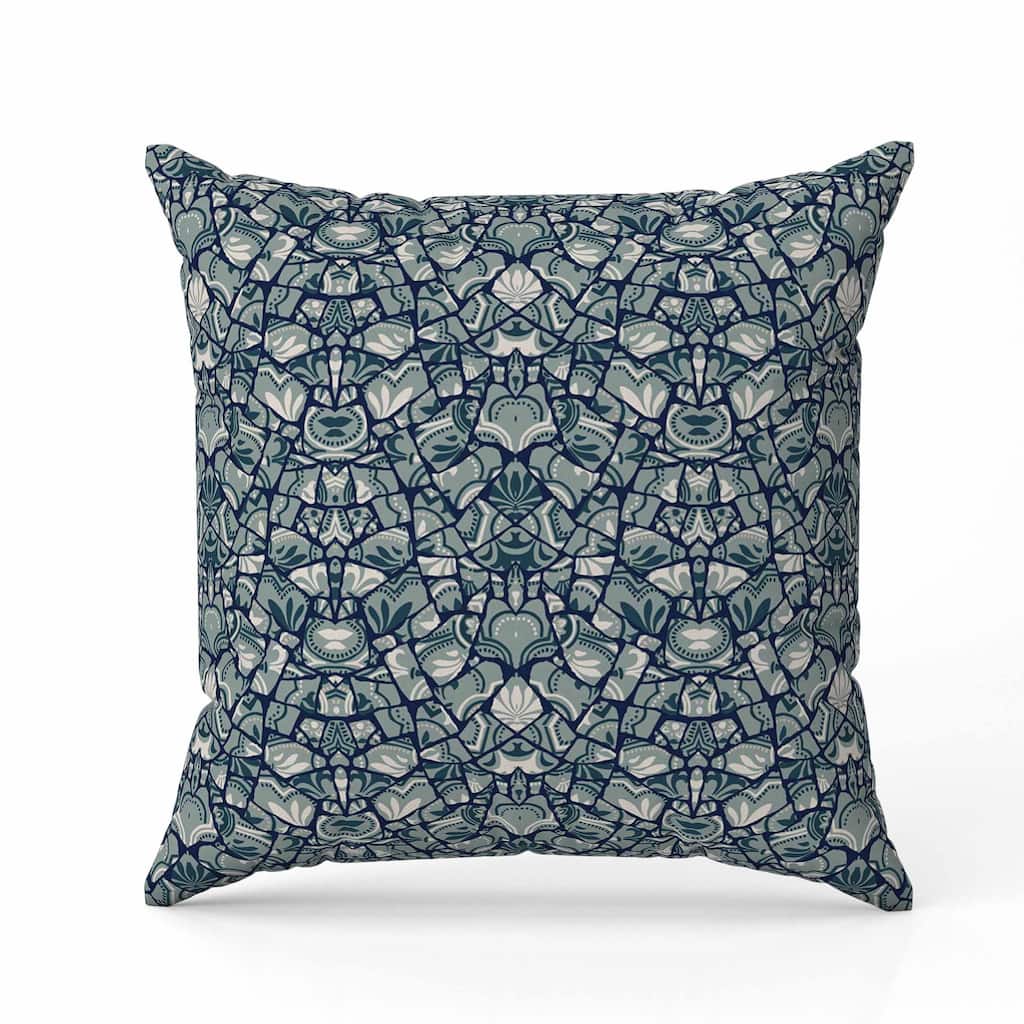 Wildflower Lagoon Indoor/Outdoor Reversible Throw Pillow Grayish and Cyan